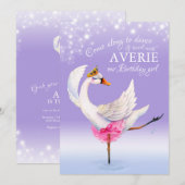 Swan sur ballet lac 6e anniversaire invitations vi (Devant / Derrière)