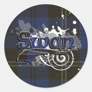 Swan Tartan Grunge Ronde Sticker