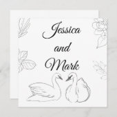 Swan Theme Wedding Enclosure Card Kaart (Voorkant / Achterkant)