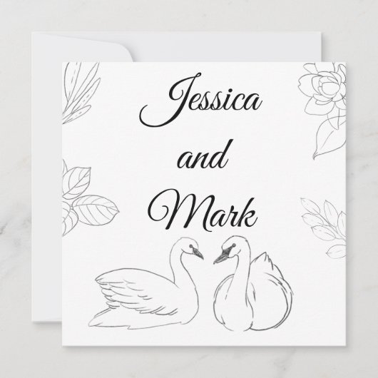 Swan Theme Wedding Enclosure Card Kaart (Voorkant)