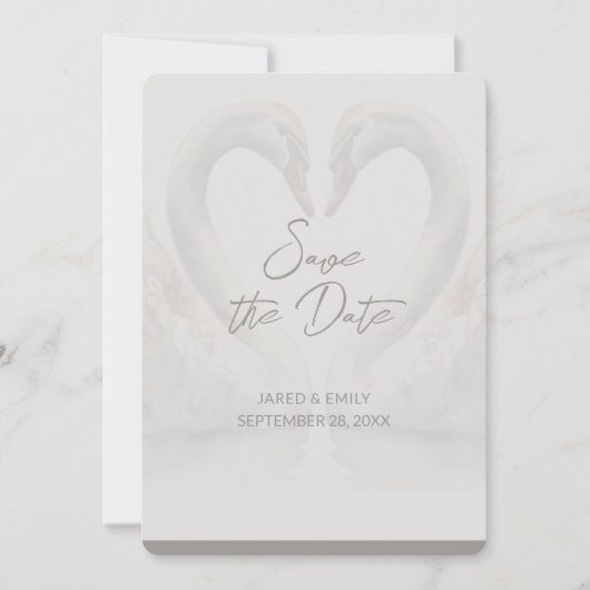 Swan Wedding 5x7 Save the Date QR Code Kaart (Voorkant)