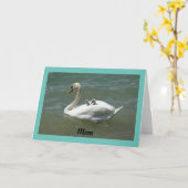 Swan with Babies Carte de fête des mères (Fleur jaune)