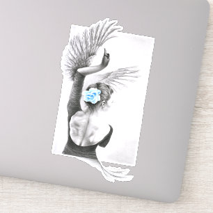 Swan Woman danser Elegant Ballet Surreal art Sticker