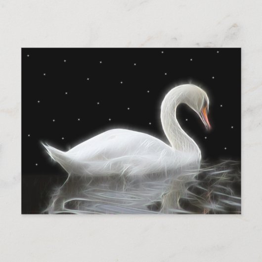 Swan zwemmen 's nachts briefkaart (Voorkant)
