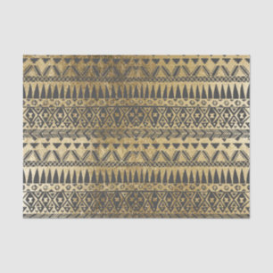 Swanky Faux Gold en Black Hand Drawn Aztec Tissuepapier