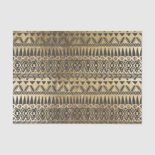 Swanky Faux Gold en Black Hand Drawn Aztec Tissuepapier (Voorkant)