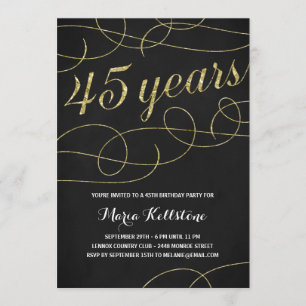 Swanky Faux Gold Foil 45th Birthday Party Kaart
