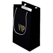 Swanky Faux Gold Leaf Foil "VIP" Typografie Klein Cadeauzakje (Achterkant Gekanteld)