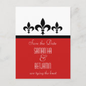 Swanky Fleur De Lis Enregistrer la date Carte post (Devant)