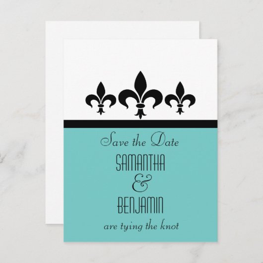 Swanky Fleur De Lis Enregistrer la date Carte post (Devant / Derrière)