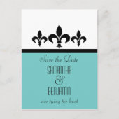Swanky Fleur De Lis Enregistrer la date Carte post (Devant)