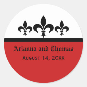 Swanky Fleur De Lis-Stickers, rood Ronde Sticker