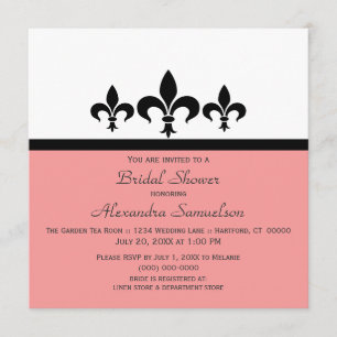 Swanky Fleur De Lis Vrijgezellenfeest Invite, Roze Kaart