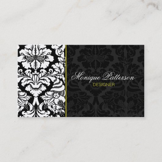 Swanky Sage #2 Black Damask Chic Visitekaartje (Voorkant)