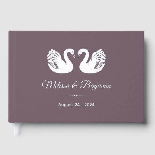 Swans à huile d'argent sur Mariage pourpre foncé (Recto)