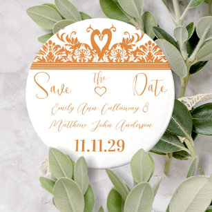 Swans and Swirls Save the Date Mariage Magnet