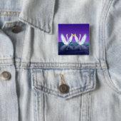 Swan's bruiloft vierkante button 5,1 cm (In situ)