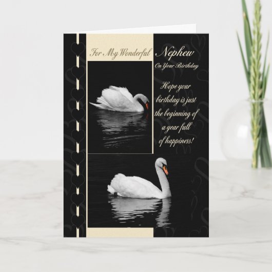 Swans de carte d'anniversaire Nephew (Devant)