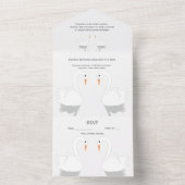 Swans Design Wedding All In One Uitnodiging (Binnen)
