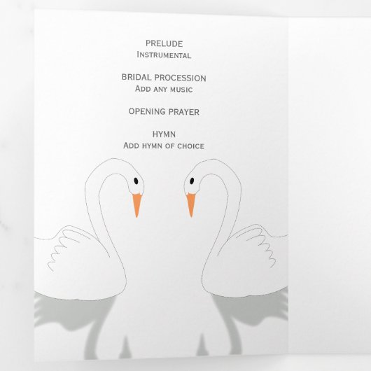 Swans Design Wedding Programme (Intérieur en premier)