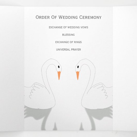 Swans Design Wedding Programme (Intérieur au milieu)