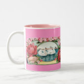 Swans et Rose Vintage Art Café Mug (Gauche)