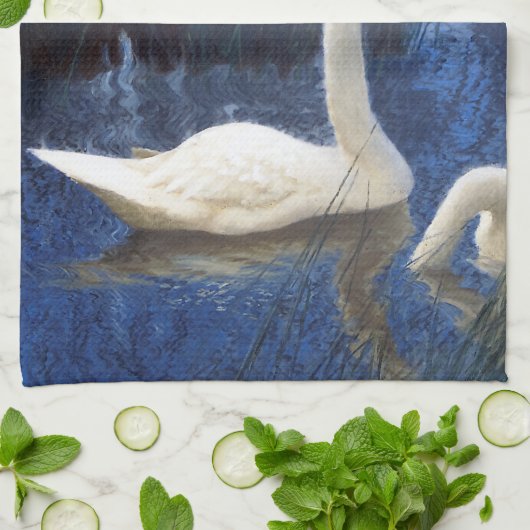 Swans in Reeds, Bruno Liljefors Theedoek (Gevouwen)