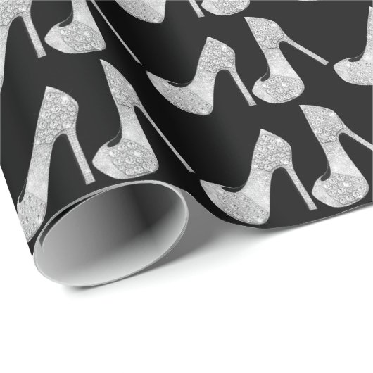 Swarovski Crystals Diamond High Heels Shoes Black Cadeaupapier (Rol Hoek)