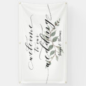 Swash Font Kalligrafie Welkom op onze bruiloft Spandoek (Verticaal)