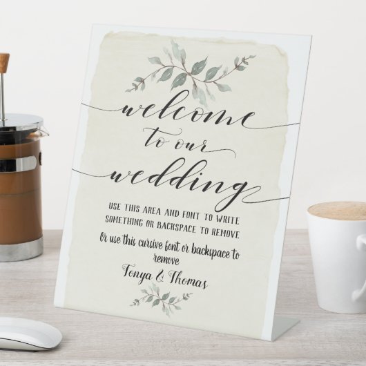 Swash Font Schrijven Kalligrafie Rustiek Welkom Reclamebord Met Voetstuk (Insitu)