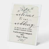 Swash Font Schrijven Kalligrafie Rustiek Welkom Reclamebord Met Voetstuk (Voorkant)