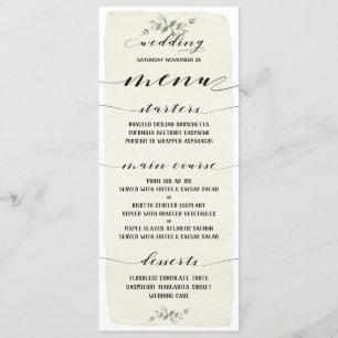 Swash Font Writing Calligraphy Rustic Wedding Menu