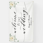 Swash kalligrafie groen Welkom op onze bruiloft Spandoek (Verticaal)