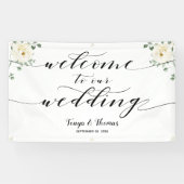 Swash kalligrafie groen Welkom op onze bruiloft Spandoek (Horizontaal)