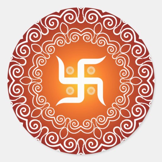 Swastika Decoratief Ontwerp Ronde Sticker (Voorkant)