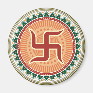 Swastika met de traditionele Indiase stijl Mandana Magneet