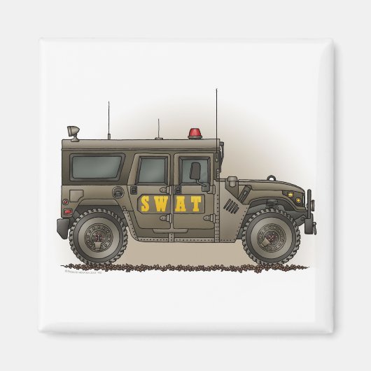 SWAT Team Hummer Vierkante Magneet (Voorkant)