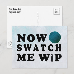 Swatch Me WIP Gehaakte Blauwgroen garenambachten Briefkaart