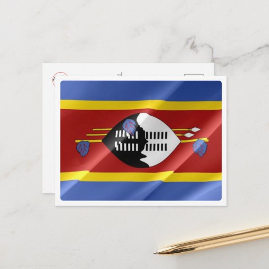 Swaziland - Waving Flag - Briefkaart (Voorkant / Achterkant in situ)