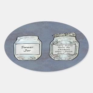 Swear Jar en Chicken Jar Ovale Sticker