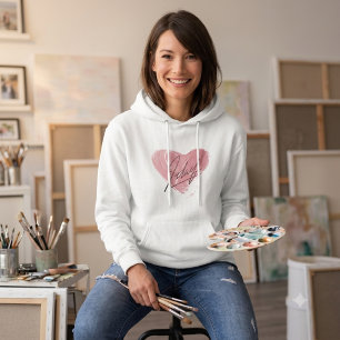 Sweat à capuche à motif de cœur et signature