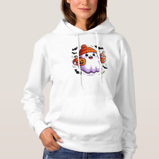 Sweat à capuche adulte fantôme d'Halloween mignon