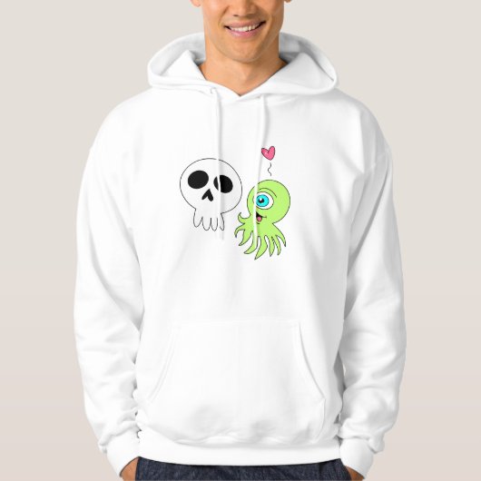 Sweat à capuche Alien aime Skull (Devant)
