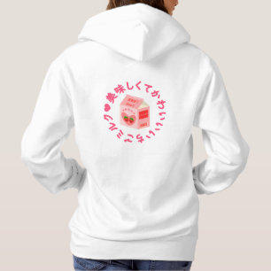 Sweat à capuche au lait de fraise Kawaii de style 