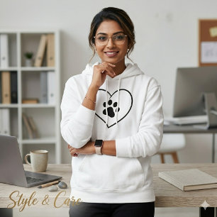 Sweat à capuche avec empreinte de patte et cœur po