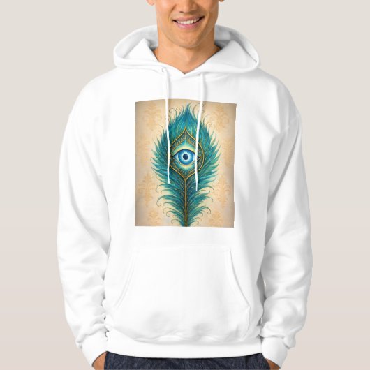 Sweat à capuche avec motif de plume de paon (Devant)