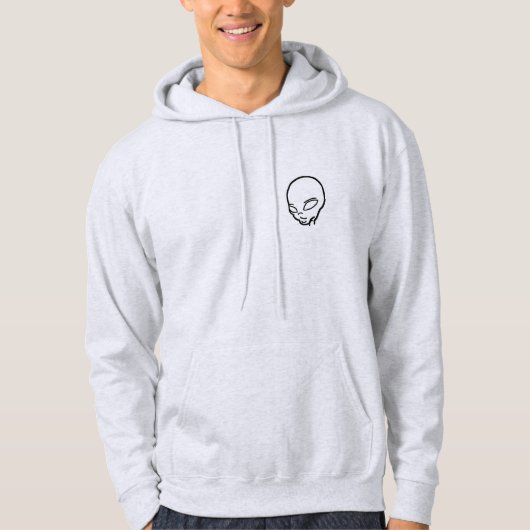 Sweat à capuche avec tête alien gris clair (Devant)