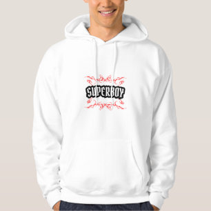 Sweat à capuche blanc pour hommes Bold SUPER BOY C
