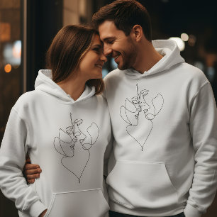 Sweat à capuche blanc romantique pour couples