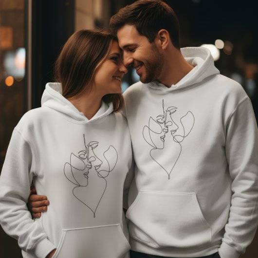 Sweat à capuche blanc romantique pour couples